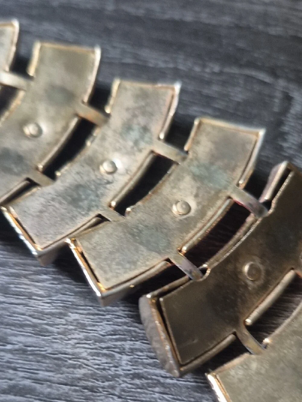 Vintage Red Enamel Metal Bracelet 6.75